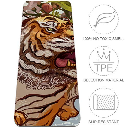 Eslifey Tiger And Butterfly - Esterilla de yoga gruesa antideslizante para mujeres y niñas (72 x 24 pulgadas, 1/4 pulgadas de grosor) Eslifey Tiger And Butterfly - Esterilla de yoga gruesa antideslizante para mujeres y niñas (72 x 24 pulgadas, 1/4 pulgadas de grosor)