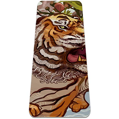 Eslifey Tiger And Butterfly - Esterilla de yoga gruesa antideslizante para mujeres y niñas (72 x 24 pulgadas, 1/4 pulgadas de grosor)