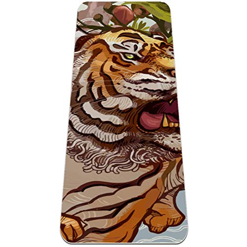 Eslifey Tiger And Butterfly - Esterilla de yoga gruesa antideslizante para mujeres y niñas (72 x 24 pulgadas, 1/4 pulgadas de grosor) Eslifey Tiger And Butterfly - Esterilla de yoga gruesa antideslizante para mujeres y niñas (72 x 24 pulgadas, 1/4 pulgadas de grosor)