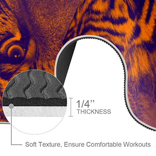 Eslifey Trippy Tiger - Esterilla de yoga gruesa antideslizante para mujeres y niñas (72 x 24 pulgadas, 1/4 pulgadas de grosor)
