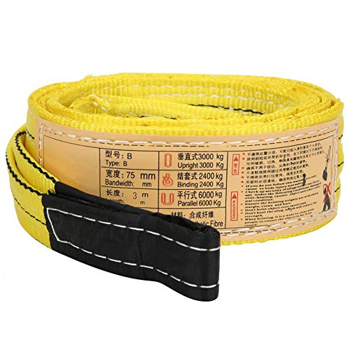 Eslinga de elevación, correa de elevación de 3 metros x 75 mm, eslinga de cinta de 30 toneladas amarilla Eslinga de elevación, correa de elevación de 3 metros x 75 mm, eslinga de cinta de 30 toneladas amarilla