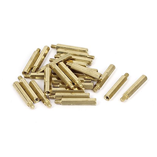 Espaciadores de aislador hexagonal de latón Sourcingmap® con rosca hembra/macho de M4 de 30+6 mm, 25 unidades Espaciadores de aislador hexagonal de latón Sourcingmap® con rosca hembra/macho de M4 de 30+6 mm, 25 unidades