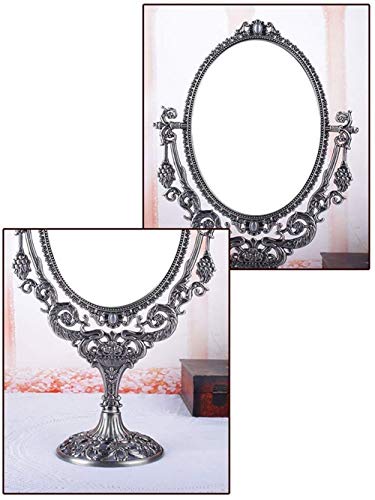 Espejo Espejo De Doble Cara, La Sala De Estar De Alta Definición Baño Dormitorio Escritorio Del Metal De Cosmética Espejo Ovalado Espejo De Baño Espejo Creativo 24.5 * 40.5cm Del Hogar. Espejo de maqu