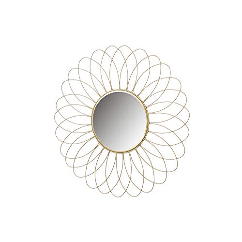 Espejo Flor Dorado de Metal de Ø 49 cm - LOLAhome Espejo Flor Dorado de Metal de Ø 49 cm - LOLAhome