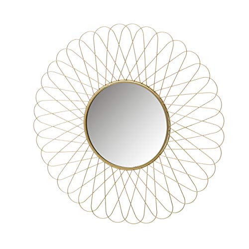 Espejo Flor Dorado de Metal de Ø 56 cm - LOLAhome Espejo Flor Dorado de Metal de Ø 56 cm - LOLAhome