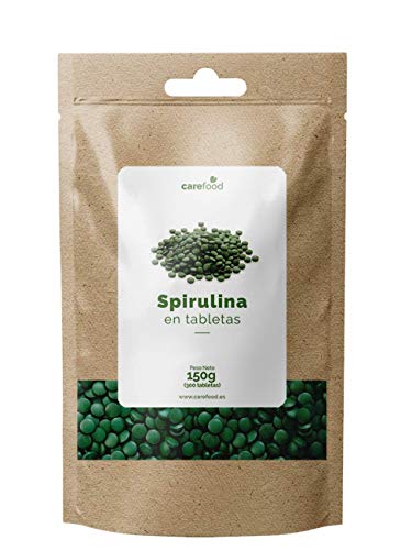 Espirulina ecológica en Comprimidos Premium Carefood para 100 días | 300 comprimidos de Alga Spirulina Bio Natural | Tratamiento para más de 3 meses | Superalimento calidad Carefood