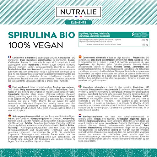 Espirulina Orgánica Bio 3000mg por Dosis | Complemento Detox Premium con Espirulina Ecológica 60% en Proteínas y 19% de Ficocianina | 540 Comprimidos Nutralie Espirulina Orgánica Bio 3000mg por Dosis | Complemento Detox Premium con Espirulina Ecológica 60% en Proteínas y 19% de Ficocianina | 540 Comprimidos Nutralie