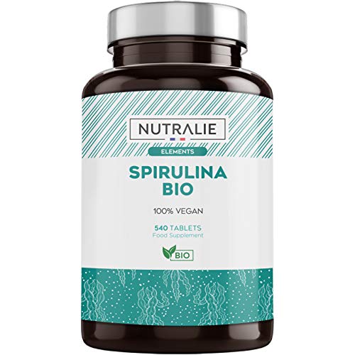 Espirulina Orgánica Bio 3000mg por Dosis | Complemento Detox Premium con Espirulina Ecológica 60% en Proteínas y 19% de Ficocianina | 540 Comprimidos Nutralie