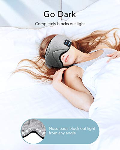 ESR Antifaz para Dormir con Auriculares Bluetooth 5.0, 3D Máscara de Ojos con Altavoces Estéreo Ultrafinos HD, Diadema Lavable y Ajustable, para Deportes, Sueño, Siesta, Yoga y Viajes Aéreos, Gris