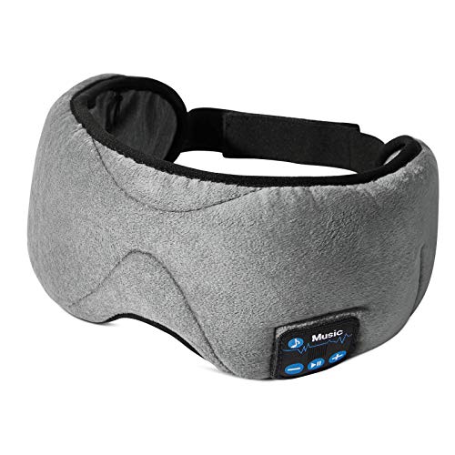 ESR Antifaz para Dormir con Auriculares Bluetooth 5.0, 3D Máscara de Ojos con Altavoces Estéreo Ultrafinos HD, Diadema Lavable y Ajustable, para Deportes, Sueño, Siesta, Yoga y Viajes Aéreos, Gris
