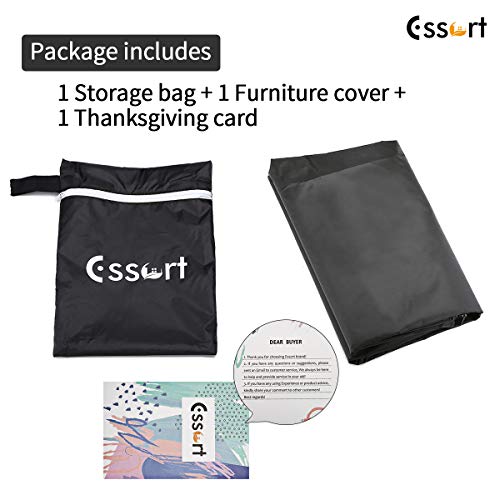 Essort Fundas para muebles de Jardin, Tamaño Grande 315x160x74cm Fundas impermeables para Muebles, Funda rectangular de poliester negro para Mesa y Silla para Patio