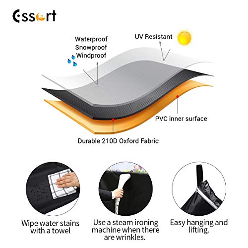 Essort Fundas para muebles de Jardin, Tamaño Grande 315x160x74cm Fundas impermeables para Muebles, Funda rectangular de poliester negro para Mesa y Silla para Patio Essort Fundas para muebles de Jardin, Tamaño Grande 315x160x74cm Fundas impermeables para Muebles, Funda rectangular de poliester negro para Mesa y Silla para Patio