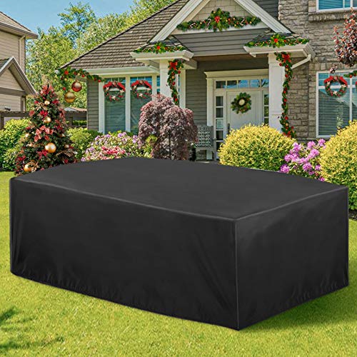 Essort Fundas para muebles de Jardin, Tamaño Grande 315x160x74cm Fundas impermeables para Muebles, Funda rectangular de poliester negro para Mesa y Silla para Patio Essort Fundas para muebles de Jardin, Tamaño Grande 315x160x74cm Fundas impermeables para Muebles, Funda rectangular de poliester negro para Mesa y Silla para Patio
