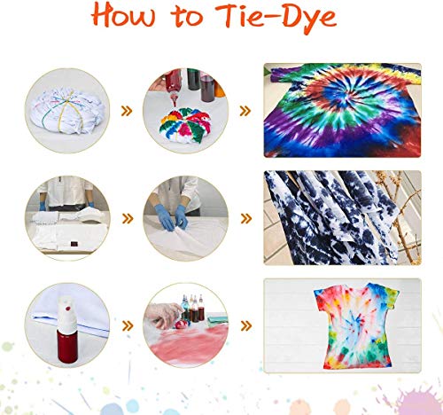 Essort Tie Dye Kit Tie Dye Set Rainbow Colors DIY Tie-Dye One-Step Ropa Calcetines Sombreros Zapatos Regalo para Niños 5 Colores