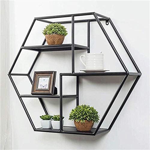 Estante de pared Estante hexagonal nórdico Estantería de pared de hierro forjado Estante para colgar en la pared Soporte de flores Fondo Decoración de pared Marco Soporte de exhibición (Color: Negro) Estante de pared Estante hexagonal nórdico Estantería de pared de hierro forjado Estante para colgar en la pared Soporte de flores Fondo Decoración de pared Marco Soporte de exhibición (Color: Negro)