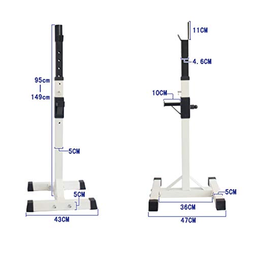 Estante en Cuclillas, Barra de Pesas Ajustable, Pesas, Bancos, Press de banca, Equipos de Gimnasia en casa, Pesas, Mancuernas Bancos (Color : Blanco, Size : 2 * 47 * 43 * 149cm)