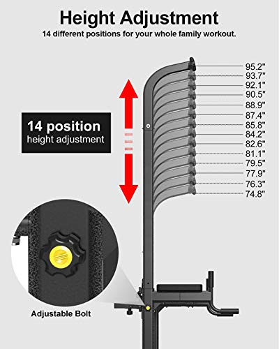 Estante para Sentadillas Y Barra de Dominadas Altura Ajustable,Equipo Gimnasia Pull-Ups Súper Grandes Levantador Dominadas con Ajuste 14 Segmentos Ejercicio Músculos Abdominales