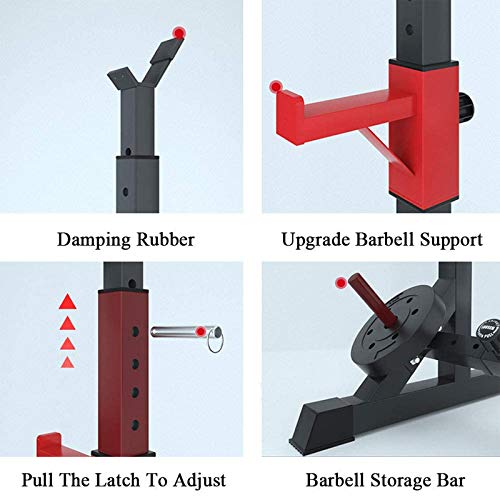 Estante para Sentadillas,Ajustable Soporte Banco Press Fitness Rack Multifuncional Squat Rack Barbell Stands,Heavy Duty Soporte de Entrenamiento de Fuerza 300 kg de Carga MáXima