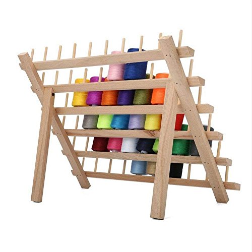 Estante plegable de madera con 60 hilos de bobina, soporte de almacenamiento de madera, organizador de costura, costura, bordado, organizador de bobina y estante, herramientas para coser manualidades Estante plegable de madera con 60 hilos de bobina, soporte de almacenamiento de madera, organizador de costura, costura, bordado, organizador de bobina y estante, herramientas para coser manualidades
