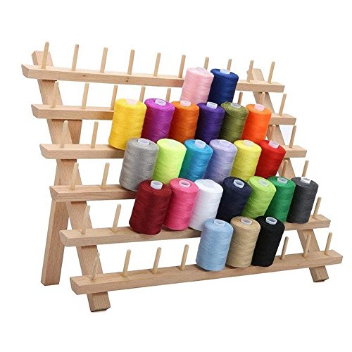 Estante plegable de madera con 60 hilos de bobina, soporte de almacenamiento de madera, organizador de costura, costura, bordado, organizador de bobina y estante, herramientas para coser manualidades Estante plegable de madera con 60 hilos de bobina, soporte de almacenamiento de madera, organizador de costura, costura, bordado, organizador de bobina y estante, herramientas para coser manualidades