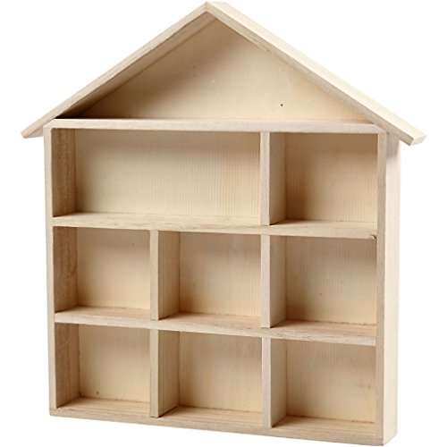 Estanteria en forma de casa, medidas 26x25,2 cm, A. 3,5 cm, árbol del té, 1ud Estanteria en forma de casa, medidas 26x25,2 cm, A. 3,5 cm, árbol del té, 1ud