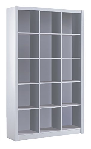 Estantería Librería Triple, Color Blanco Brillo, Medidas 195 cm (Alto) x 114 cm (Ancho) x 30 cm (Fondo)