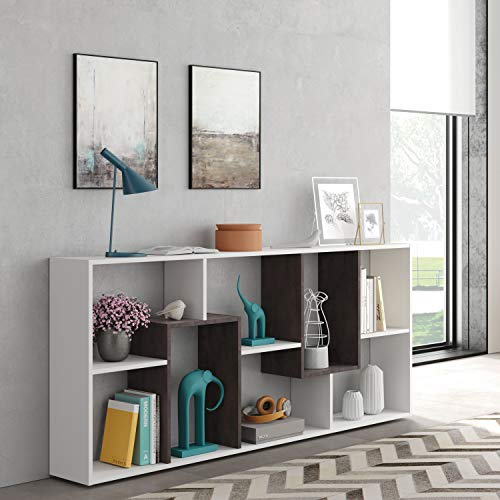 Estantería Reversible, Librería Oficina, Modelo Kawa, Acabado en Color Blanco Artik Y Oxido, Medidas: 180 cm (Alto) x 80 cm (Ancho) x 25 cm (Fondo) Estantería Reversible, Librería Oficina, Modelo Kawa, Acabado en Color Blanco Artik Y Oxido, Medidas: 180 cm (Alto) x 80 cm (Ancho) x 25 cm (Fondo)