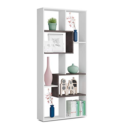 Estantería Reversible, Librería Oficina, Modelo Kawa, Acabado en Color Blanco Artik Y Oxido, Medidas: 180 cm (Alto) x 80 cm (Ancho) x 25 cm (Fondo) Estantería Reversible, Librería Oficina, Modelo Kawa, Acabado en Color Blanco Artik Y Oxido, Medidas: 180 cm (Alto) x 80 cm (Ancho) x 25 cm (Fondo)