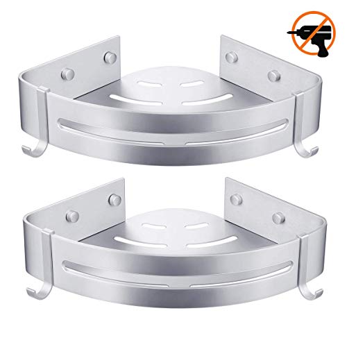 Estantes Ducha, Bogeer Estanteria ducha esquina pared para baño sin Taladro, Pegamento Patentado, Aluminio Estante de baño (Doble capa) Estantes Ducha, Bogeer Estanteria ducha esquina pared para baño sin Taladro, Pegamento Patentado, Aluminio Estante de baño (Doble capa)