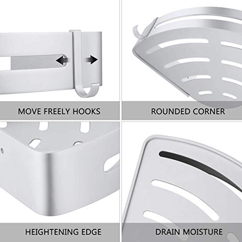 Estantes Ducha, Bogeer Estanteria ducha esquina pared para baño sin Taladro, Pegamento Patentado, Aluminio Estante de baño (Doble capa) Estantes Ducha, Bogeer Estanteria ducha esquina pared para baño sin Taladro, Pegamento Patentado, Aluminio Estante de baño (Doble capa)