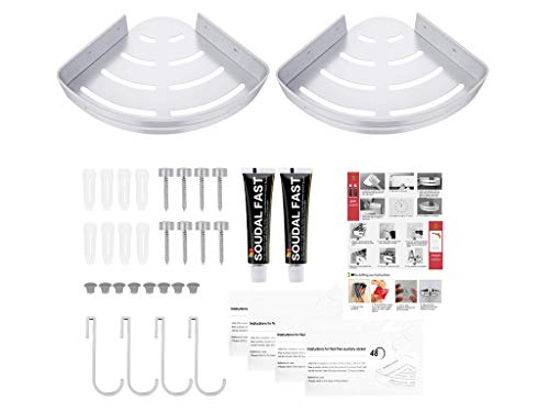 Estantes Ducha, Bogeer Estanteria ducha esquina pared para baño sin Taladro, Pegamento Patentado, Aluminio Estante de baño (Doble capa) Estantes Ducha, Bogeer Estanteria ducha esquina pared para baño sin Taladro, Pegamento Patentado, Aluminio Estante de baño (Doble capa)