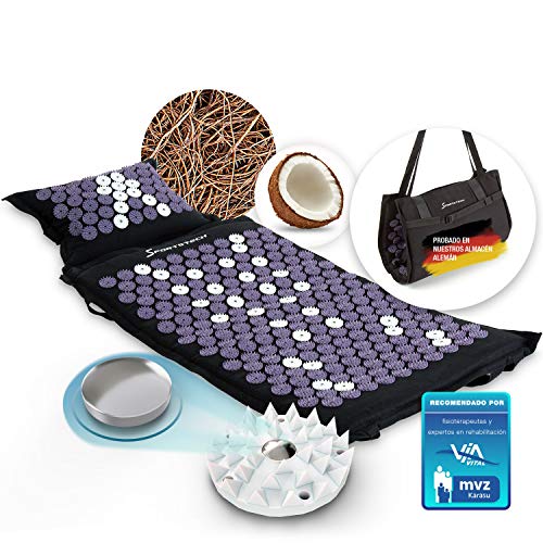 Esterilla de acupresión con cojín | Fibras Naturales de Coco y Paja de Alforfón | incl. Fijación para Silla y Función Transporte, Set Antiestrés - Gran Estera de Masaje, 6900 Agujas + Imanes - AXM400 Esterilla de acupresión con cojín | Fibras Naturales de Coco y Paja de Alforfón | incl. Fijación para Silla y Función Transporte, Set Antiestrés - Gran Estera de Masaje, 6900 Agujas + Imanes - AXM400
