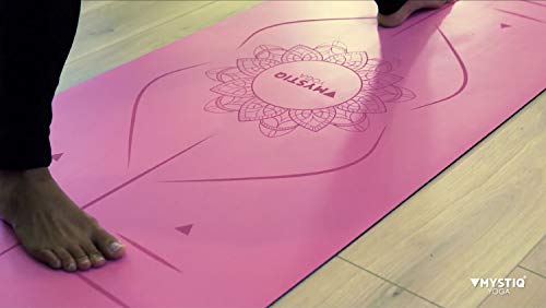 Esterilla de Yoga Elite | Caucho Natural & PU | Alfombra gruesa y Grande 185x68cm | Tapete Ultra antideslizante e ecológica | Colchoneta Pilates, fitness | Correa + E-Book Ofrecido (MANDALIGN Pink)