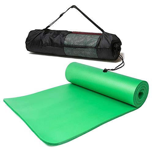 Esterilla Yoga Alfombrilla de Yoga fitness10MM Grueso 183*61cm Esterilla de Fitness Ecológica Colchoneta de Yoga Fitness Gimnasio Cámping Antideslizant con bolsillo cómoda (verde, Grues10MM)