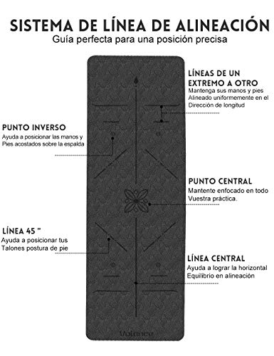 Esterilla Yoga Antideslizante,Esterilla Deporte Antideslizante con Línea Corporal Material ecológico TPE,Yoga Mat con Correa de Transporte y Bolsa183 * 61 * 0.6cm (Negro) Esterilla Yoga Antideslizante,Esterilla Deporte Antideslizante con Línea Corporal Material ecológico TPE,Yoga Mat con Correa de Transporte y Bolsa183 * 61 * 0.6cm (Negro)