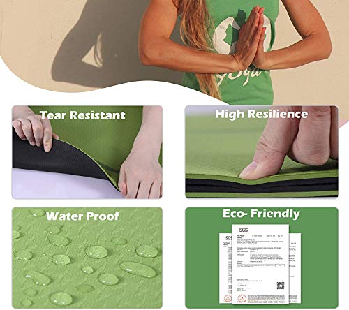 Esterilla Yoga Colchoneta de Yoga Antideslizante con Material ecológico TPE con líneas corporales Yoga Mat diseñado para Entrenamiento y Entrenamiento físico (Verde y Negro)