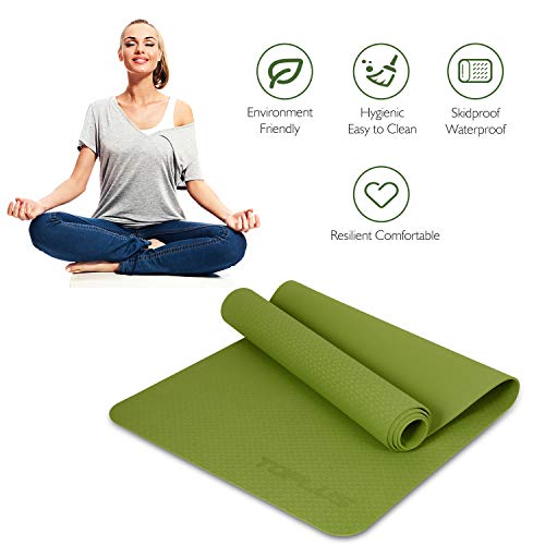 Esterilla yoga TOPLUS – Esterilla de gimnasia – de TPE materiales reciclables, extremadamente antideslizante y duradera, 183 x 61 x 0,4 cm, no tóxica, para deporte, fitness