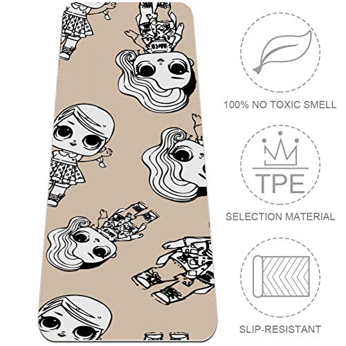 Esterillas de yoga antideslizantes para ejercicios de viaje y fitness con correa de transporte y bolsa para ejercicios de pilates (72" x 32" x 6mm) LOL Girl Pattern Esterillas de yoga antideslizantes para ejercicios de viaje y fitness con correa de transporte y bolsa para ejercicios de pilates (72" x 32" x 6mm) LOL Girl Pattern