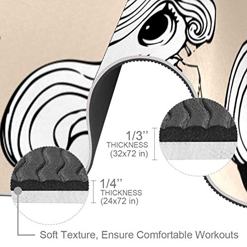Esterillas de yoga antideslizantes para ejercicios de viaje y fitness con correa de transporte y bolsa para ejercicios de pilates (72" x 32" x 6mm) LOL Girl Pattern