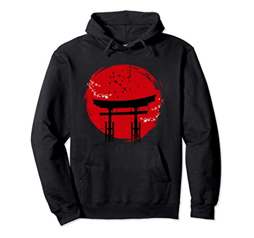 Estética japonesa Templo Rojo del Sol Gráfico Zen Yoga Sudadera con Capucha Estética japonesa Templo Rojo del Sol Gráfico Zen Yoga Sudadera con Capucha