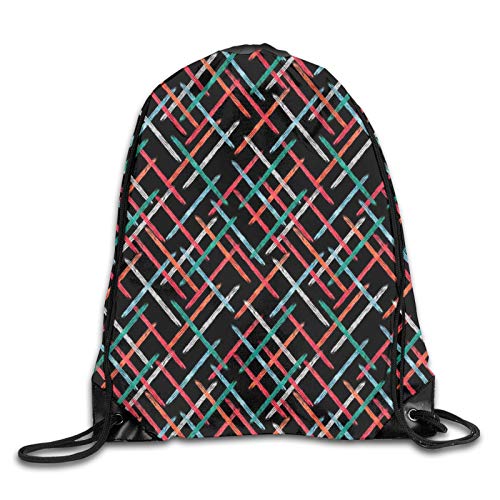 Estilo Contemporáneo Barras de Color Con Acuarela Pintura Efectos Sobre Fondo Negro Cordón Mochilas Viaje Daypack Mochila Gráfico Bolsas de Hombro Para Hombres Mujeres