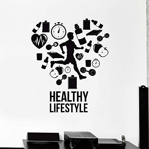 Estilo de vida saludable etiqueta de la pared running runner gym cardio vinilo etiqueta de la ventana decoración de interiores sala de estar corazón creativo