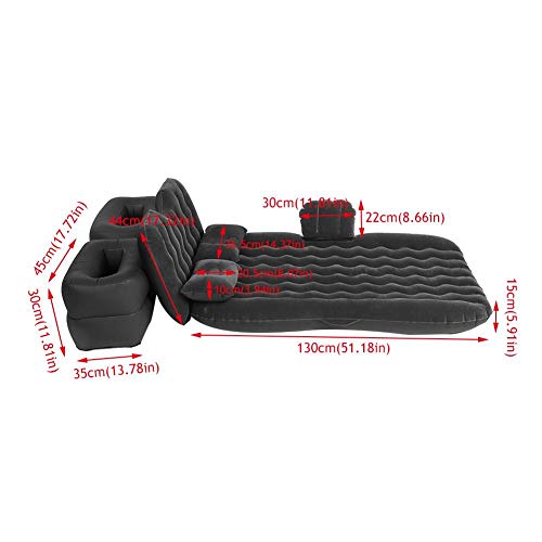 Estink Colchón de aire para coche, colchón de camping y colchoneta aislante, colchoneta para dormir para turismo al aire libre, camping de PVC + flocado, con bomba y sillas hinchables, cojines (negro) Estink Colchón de aire para coche, colchón de camping y colchoneta aislante, colchoneta para dormir para turismo al aire libre, camping de PVC + flocado, con bomba y sillas hinchables, cojines (negro)
