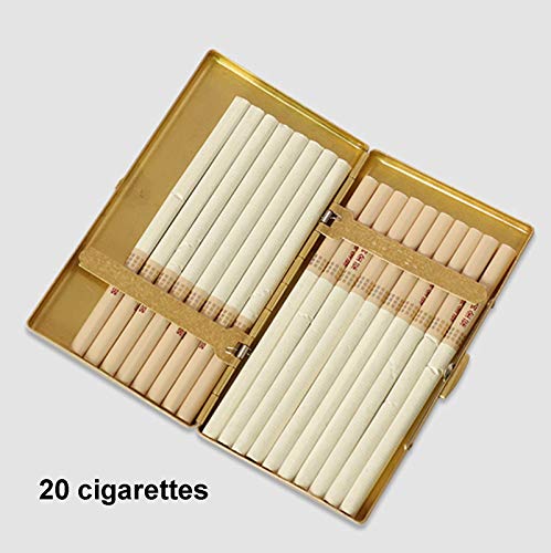 Estuche Cigarrillos Portátil Estuche Cigarrillos Metal Ultrafino Portátil Anti Presión Exquisito Titular Cigarrillos Puecontener 20 Cigarrillos, Dorado