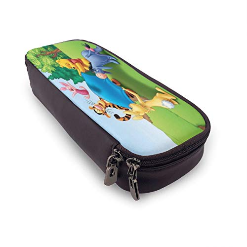 Estuche Para Bolígrafo De Cuero De Gran Capacidad, Estuche Para Estudiantes De Oficina Escolar, Estuche Para Estuche Organizador De Papelería, Bolsa,Disney Winnie Pooh Eeyore Trampolín