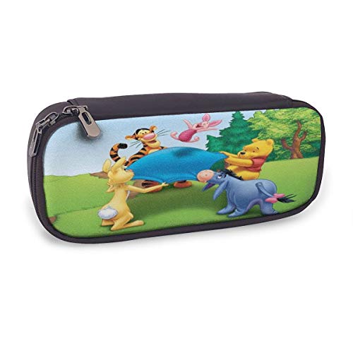 Estuche Para Bolígrafo De Cuero De Gran Capacidad, Estuche Para Estudiantes De Oficina Escolar, Estuche Para Estuche Organizador De Papelería, Bolsa,Disney Winnie Pooh Eeyore Trampolín