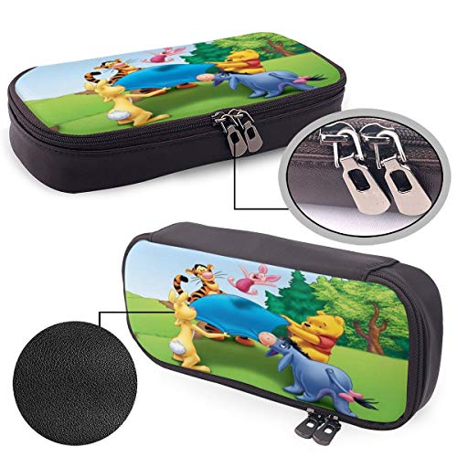 Estuche Para Bolígrafo De Cuero De Gran Capacidad, Estuche Para Estudiantes De Oficina Escolar, Estuche Para Estuche Organizador De Papelería, Bolsa,Disney Winnie Pooh Eeyore Trampolín