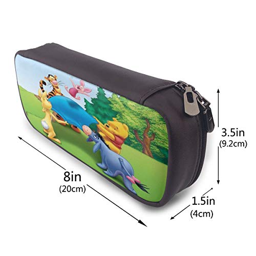 Estuche Para Bolígrafo De Cuero De Gran Capacidad, Estuche Para Estudiantes De Oficina Escolar, Estuche Para Estuche Organizador De Papelería, Bolsa,Disney Winnie Pooh Eeyore Trampolín