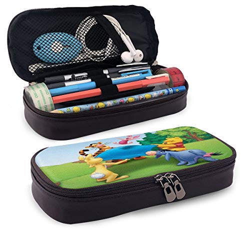 Estuche Para Bolígrafo De Cuero De Gran Capacidad, Estuche Para Estudiantes De Oficina Escolar, Estuche Para Estuche Organizador De Papelería, Bolsa,Disney Winnie Pooh Eeyore Trampolín