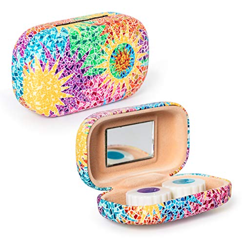 Estuche Porta Lentillas Rígido con Espejo Incluido, Medidas 5 x 9 cm, Parte de la Colección Trencadís Estuche Porta Lentillas Rígido con Espejo Incluido, Medidas 5 x 9 cm, Parte de la Colección Trencadís